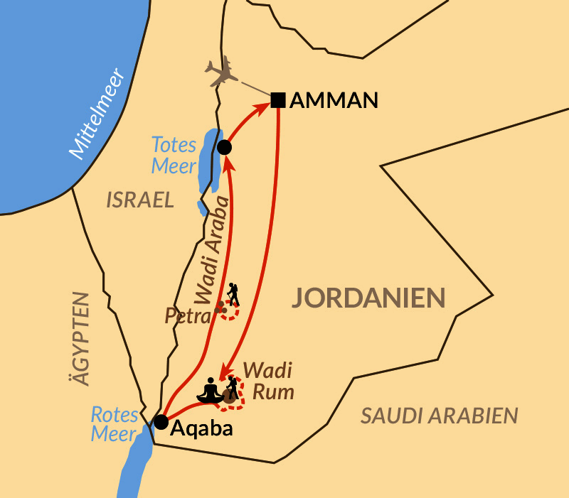 Karte: Yoga & Meer - Auszeit in Jordanien