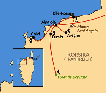 Karte: Korsikas wilde Nordwestküste
