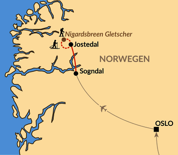 Karte: Wintererlebnis zwischen Fjord und Gletscher