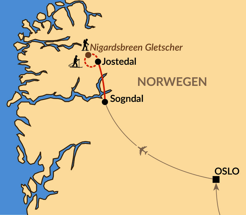 Karte: Wintererlebnis zwischen Fjord und Gletscher