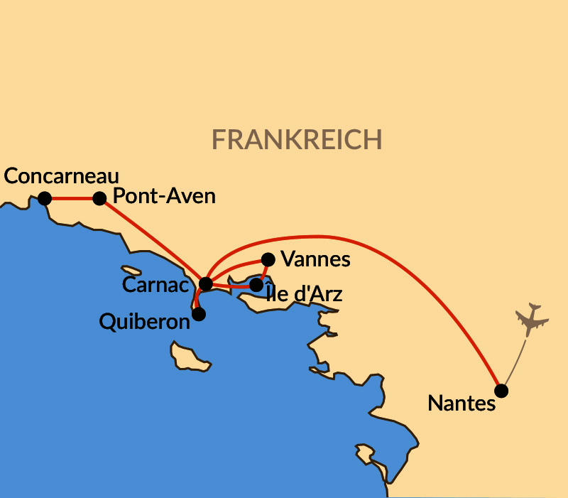 Karte: Wandern im Süden der Bretagne