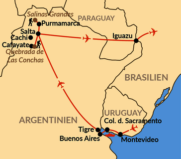Karte: Südamerika pur: Von Uruguay in Argentiniens Norden