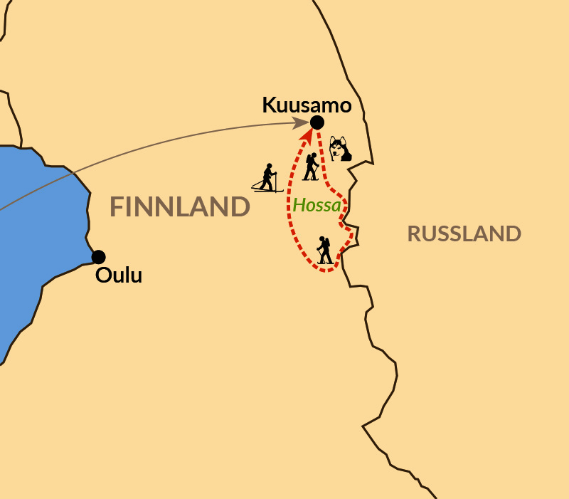 Karte: Aktive Winterwoche in Finnlands wildem Osten