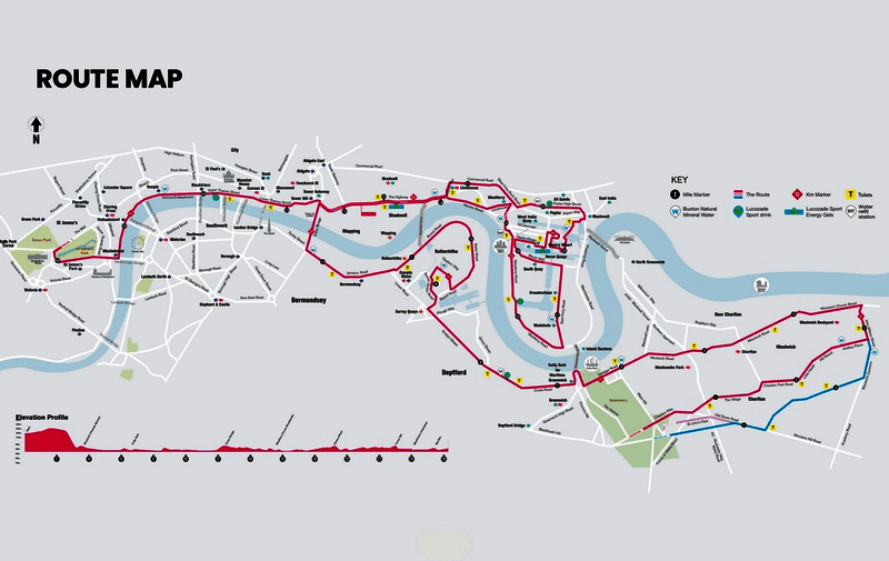 Karte: TCS London Marathon