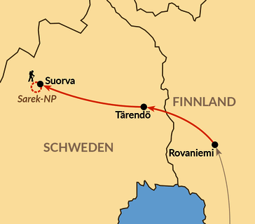 Karte: Sarek - Wildnistrekking in Schwedisch-Lappland