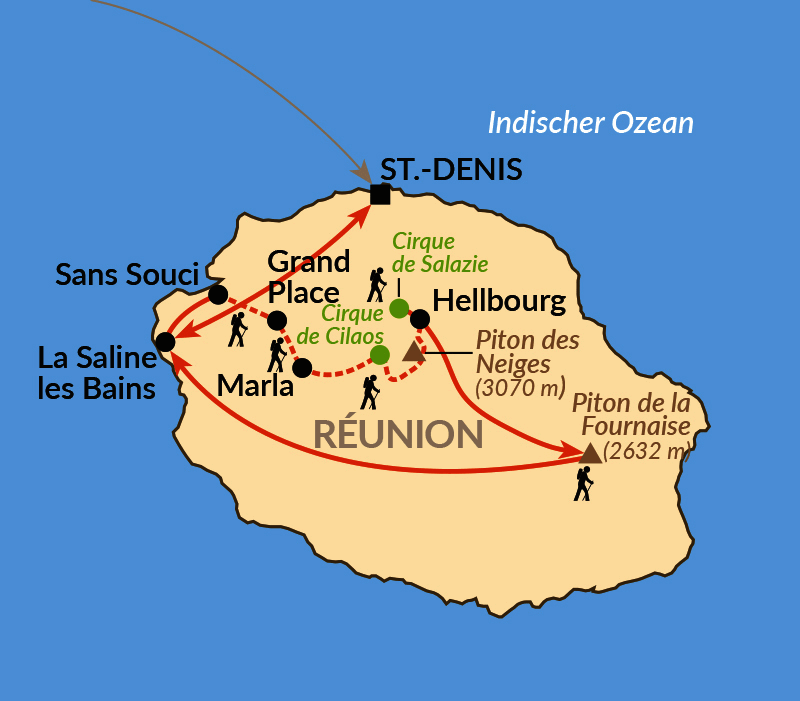 Karte: Auf Panoramapfaden zwischen Vulkanen und grünen Talkesseln