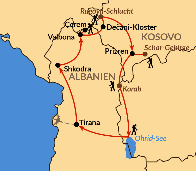 Karte: Unberührte Bergwelten des Balkans