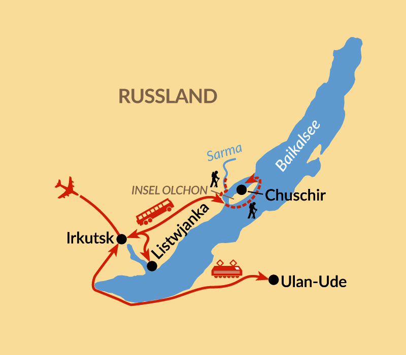 Karte: Baikal – Eistrekking um die Insel Olchon