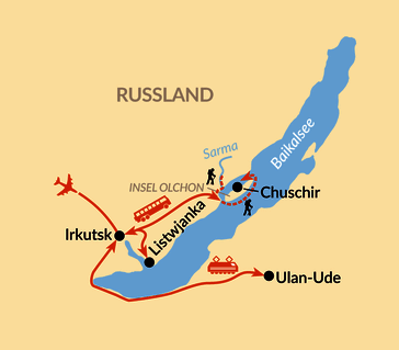 Karte: Baikal – Eistrekking um die Insel Olchon