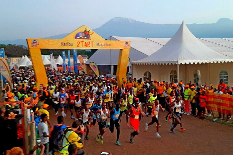 Start der 1000 Marathonis im Morgengrauen um 06.30 Uhr