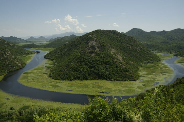 Der Fluss Crnojević mündet in den Skutarisee, dem größten See des Balkans