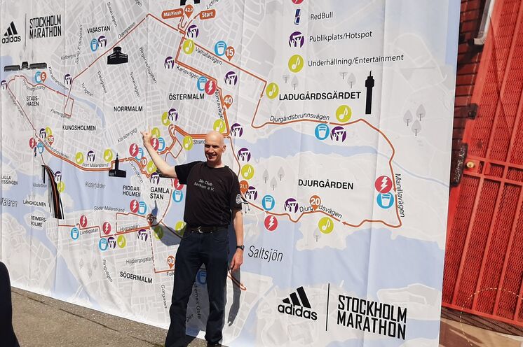 Die Marathonstrecke auf einem anspruchsvollen Rundkurs mitten durch Stockholm