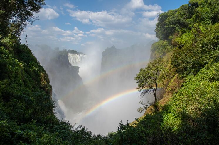 Zum Abschluss Ihrer Reise erleben Sie die beeindruckenden Victoria-Wasserfälle von Simbabwe aus.