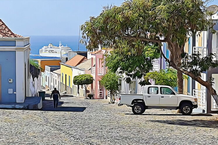 tpisches Ortsbild São Filipe künstlerisch präsentiert 